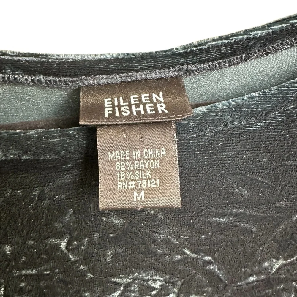 Eileen Fisher Sz Med Wrap Skirt & Top Green Teal Velvet Silk Blend Two Pc Set